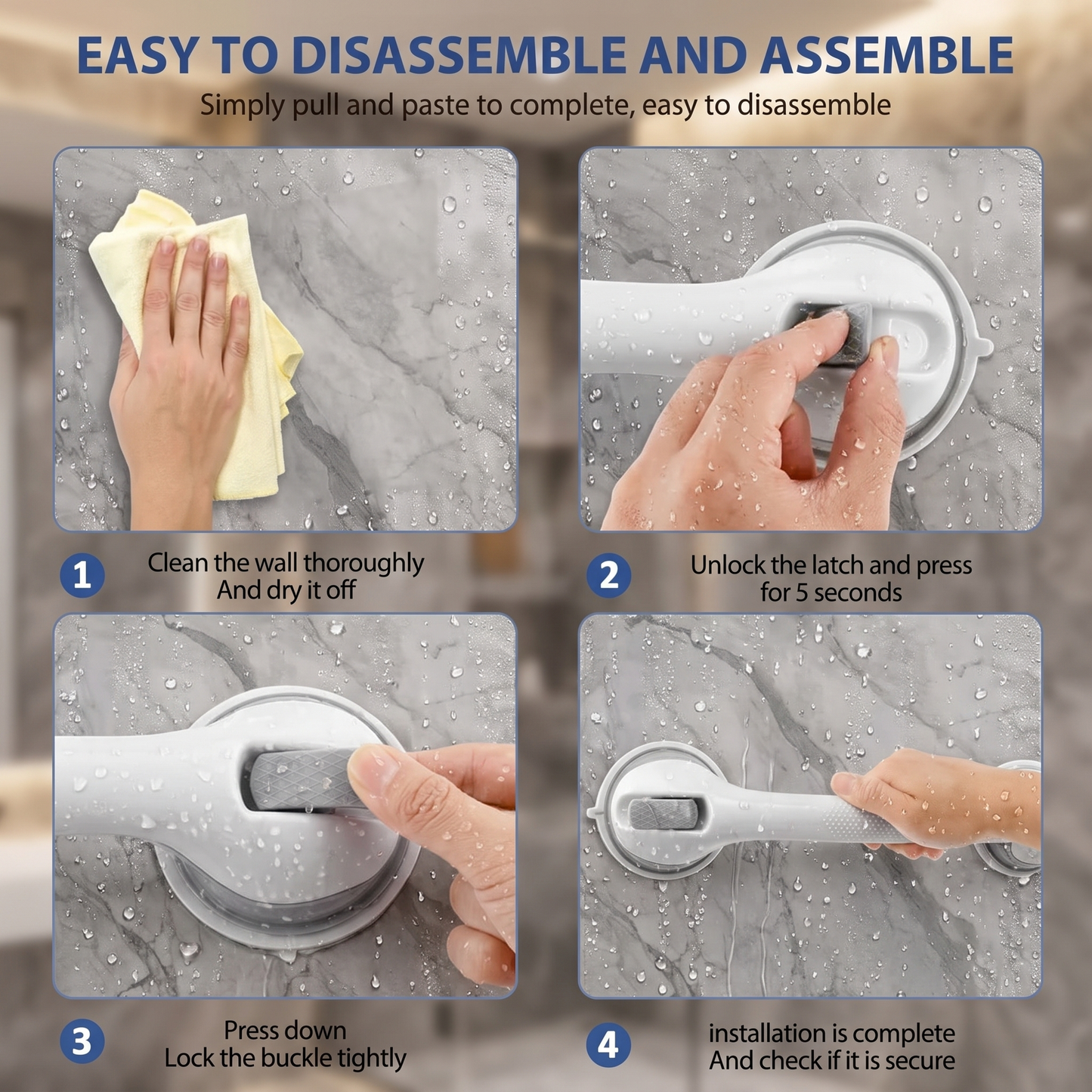 Suction Shower Grab Bar — Tool-Free Safety Handle