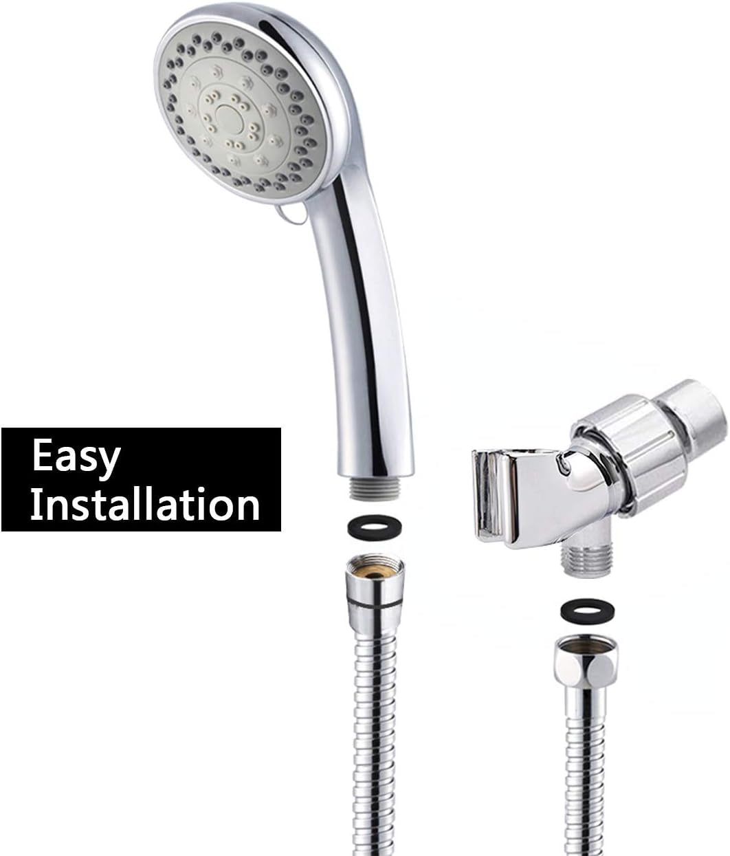 Handheld Shower Head with Hose – Shower Wand with 4.9 Ft Long Hose, 5 Mode Detachable Stainless Steel Design – Rust Resistant 360° Rotating Head for Showering, Bathroom Cleaning & Pet Bathing