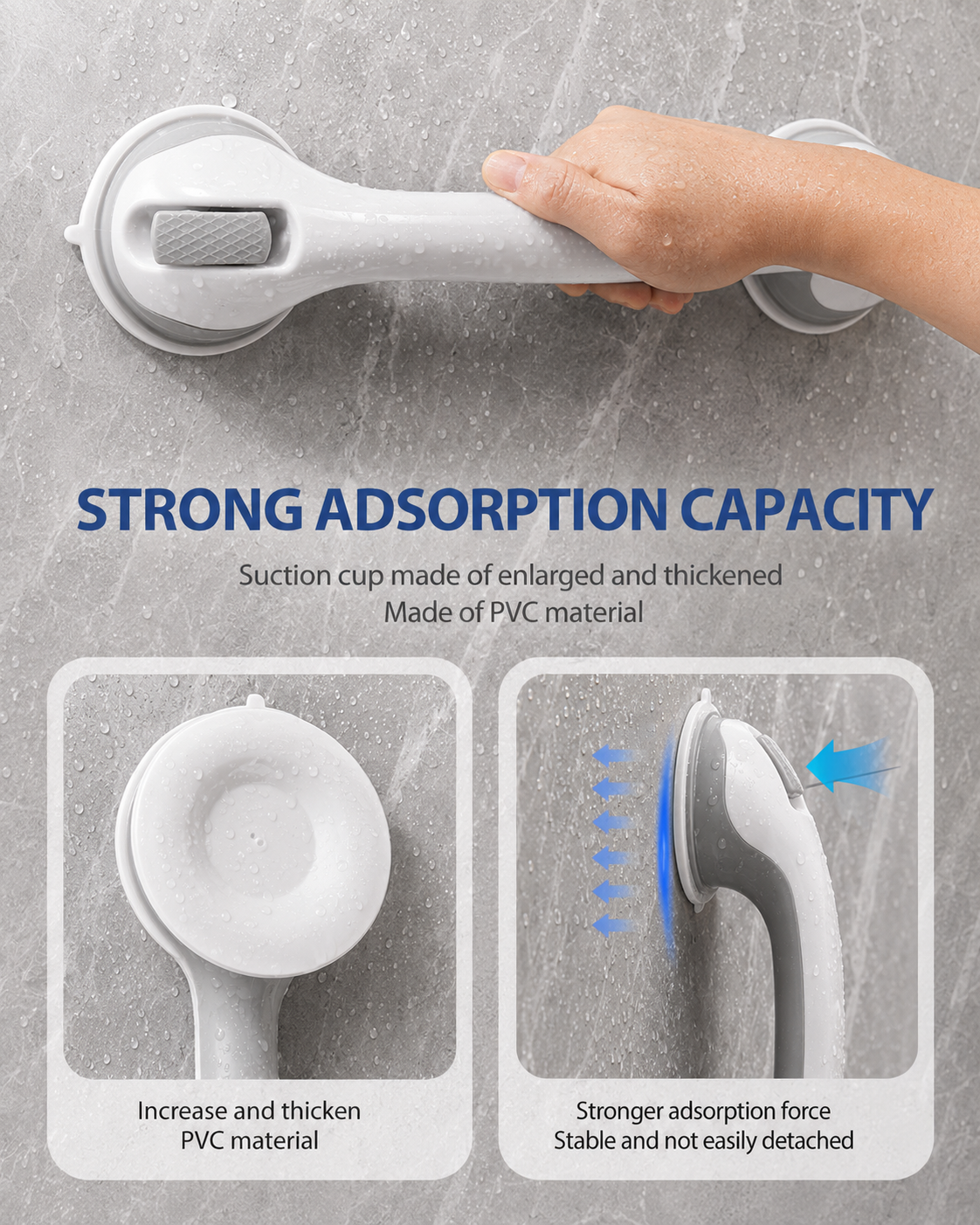 Suction Shower Grab Bar — Tool-Free Safety Handle